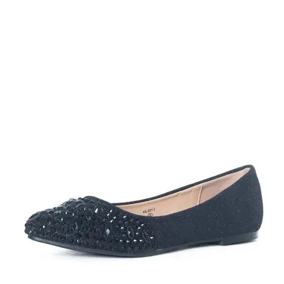 Ballet Flats - Black- Rhinestones - Kelsey Lauren Lorraine Size 8.5 - Picture 2 of 5